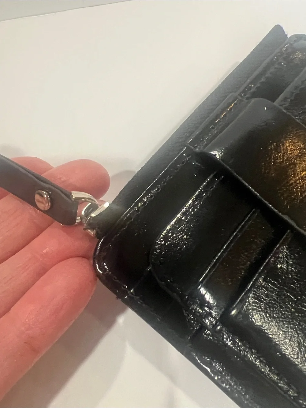 Men's Black Leather Card Wallet with Snap Closure